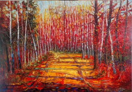 <b>Красный лес</b> </br> Масло, холст — 100 x 75