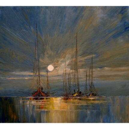 <b>Белая луна, море</b> </br> Масло, холст — 86 x 100
