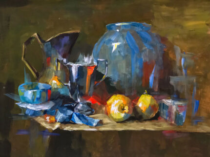 <b>Голубой хрусталь</b> </br> Масло, холст — 60 x 70